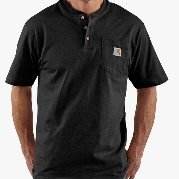 Carhartt Men's relaxed Fit Heavyweight Short-Sleeve Pocket Henley T-Shirt - Picture 1 of 7